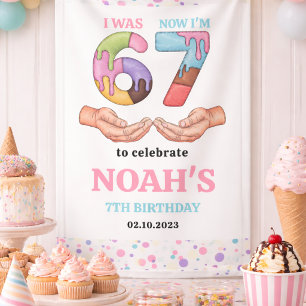 Banderoles Glace “Six Sept” Fête d'anniversaire pour enfants 