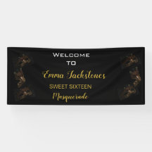 Glam Black & Gold Masquerade Anniversaire Bienvenu