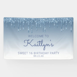 Banderoles Glam Bleu Parties scintillant goutte douce 16 Part
