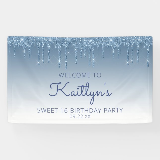 Banderoles Glam Bleu Parties scintillant goutte douce 16 Part (Horizontal)