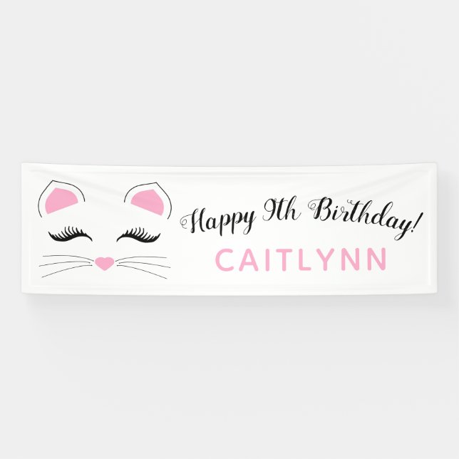Banderoles Glam Cat Joyeux anniversaire (Horizontal)