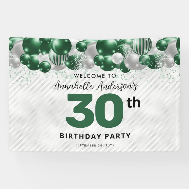 Banderoles Glam Emerald Green Balloon Parties scintillant Bie (Horizontal)