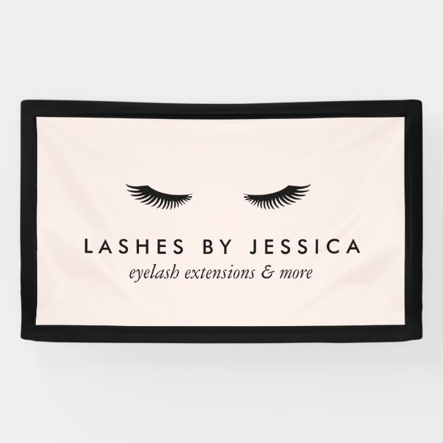 Banderoles Glam Eyelashes Classique Noir et Rose (Horizontal)