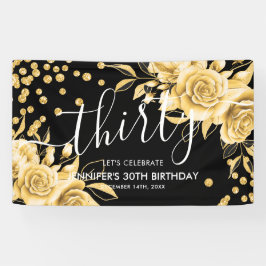 Banderoles Glam Gold Floral Parties scintillant 30e anniversa