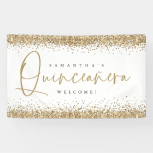 Banderoles Glam Gold Nom de la Parties scintillant Welcome Qu