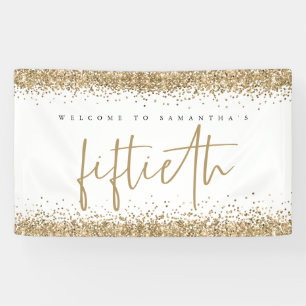 Banderoles Glam Gold Parties scintillant Nom Bienvenue Cinqua