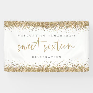 Banderoles Glam Gold Parties scintillant Nom Sweet sixteen de