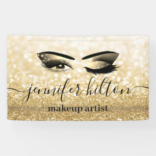 Banderoles Glam moderne or glittery cils & éjaculation sourci