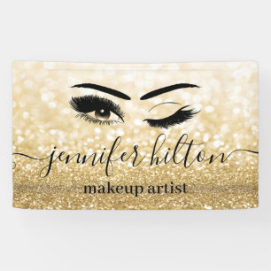 Banderoles Glam moderne or glittery cils & éjaculation sourci