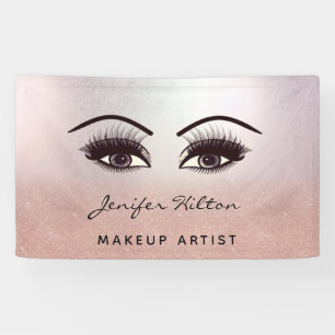 Banderoles Glam moderne rose or glittery cils et sourcils