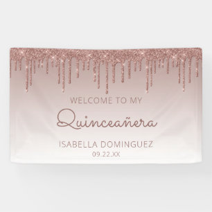 Banderoles Glam Rose Gold Parties scintillant Drip Quinceañer