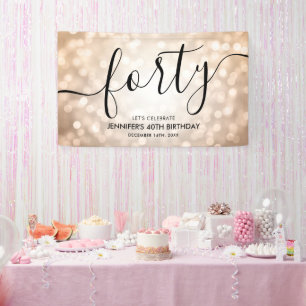 Banderoles Glam Rose Gold Parties scintillant Lumières 40e an