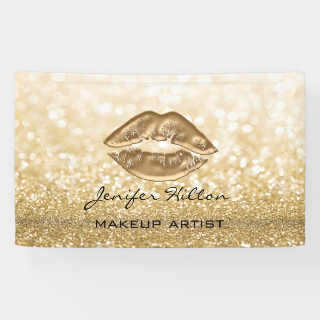 Banderoles Glamour moderne chic lèvres en faux or glittery (Horizontal)