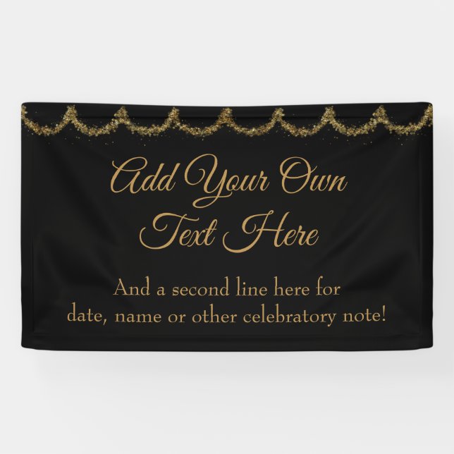 Banderoles Glitterie brillante Gold Garland Ajouter votre pro (Horizontal)