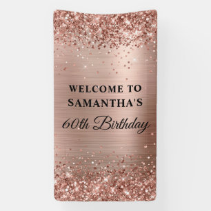 Banderoles Glitterie Rose Gold Foil 60e anniversaire Vertical