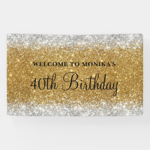 Banderoles Glittery Faux Gold Silver 40e anniversaire Bienven