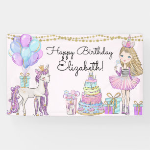 Banderoles Glittery rose Anniversaire fille Unicorn Glam