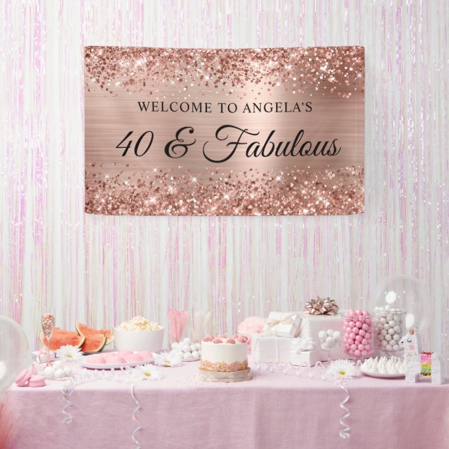 Banderoles Glittery Rose Gold Foil 40 & Fabulous Welcome (Fête)