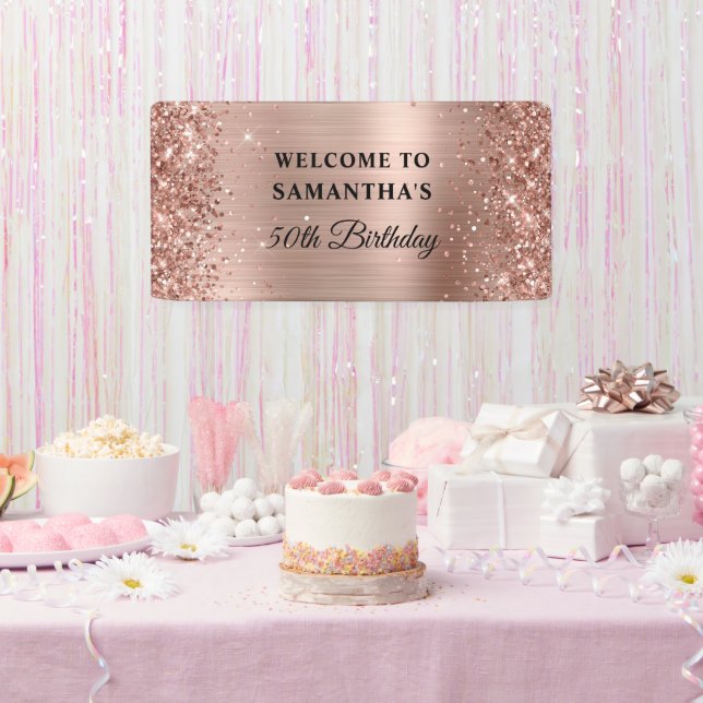 Banderoles Glittery Rose Gold Foil 50e anniversaire (Fête)