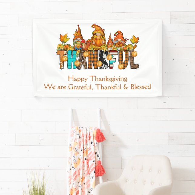 Banderoles Gnomes Grateful Blessed Thanksgiving (En situation)