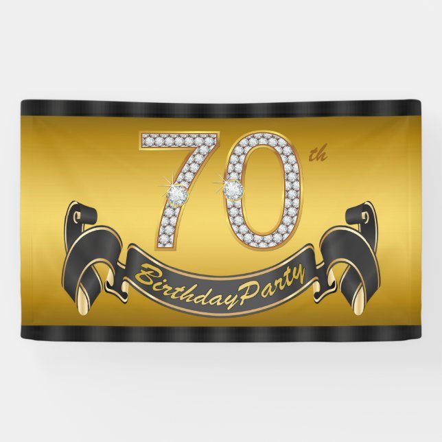 Banderoles Gold 70th Birthday Party (Horizontal)