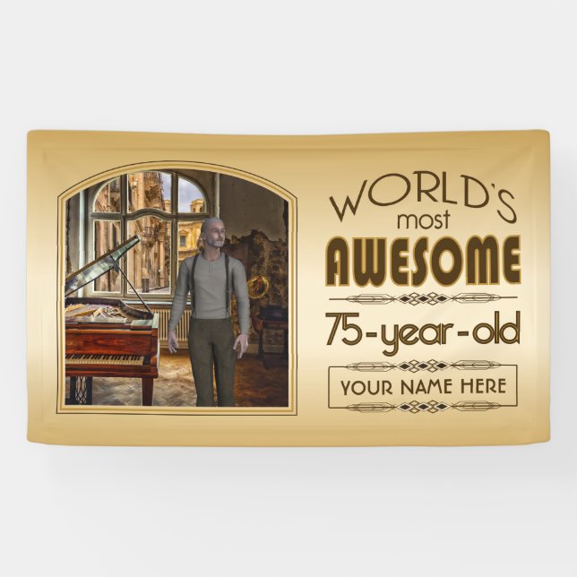 Banderoles Gold 75th Birthday World's Best Custom Photo Frame (Horizontal)