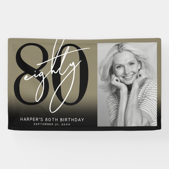 Banderoles Gold 80th Birthday Party (Horizontal)