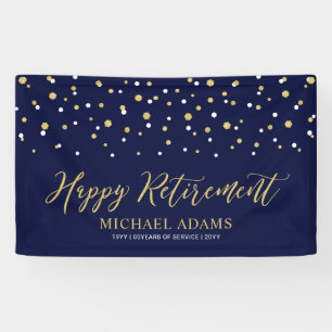Banderoles Gold & Blue Confetti Joyeux parti de retraite