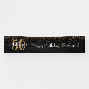 Banderoles Gold Confetti 50 & Fabulous Happy Birthday, Black