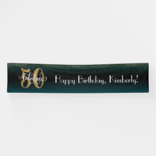 Banderoles Gold Confetti 50 & Fabulous, Turquoise et Black Om