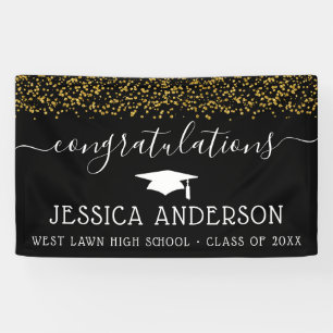 Banderoles Gold Confetti Graduation Banners Grad Party