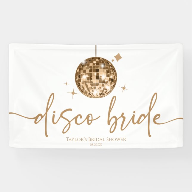Banderoles Gold Disco Ball Disco Bride Fête des mariées (Horizontal)