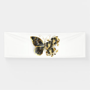 Banderoles Gold flower Butterfly with Black Orchid