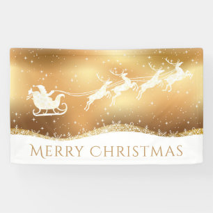 Banderoles Gold Joyeux Noël Père Noël Reindeer Silhouette