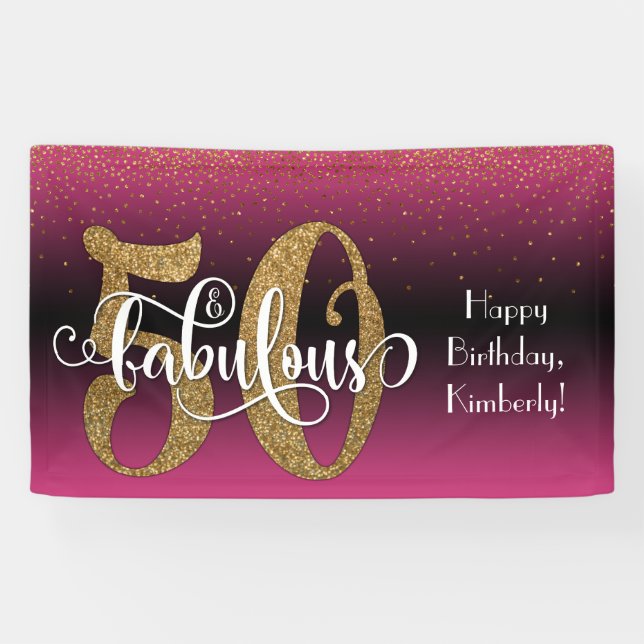 Banderoles Gold Parties scintillant Confetti Pink Ombre 50 et (Horizontal)