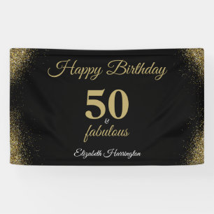 Banderoles Gold Parties scintillant Noir 50 Et Fabuleux Anniv