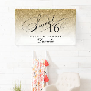 Banderoles Gold Parties scintillant Sweet 16 Anniversaire per