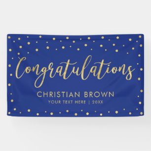 Banderoles Gold & Royal Blue Félicitations Graduation