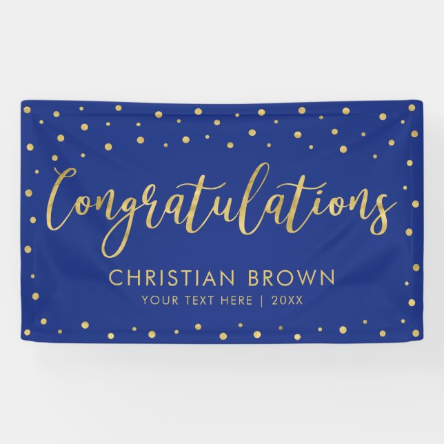 Banderoles Gold & Royal Blue Félicitations Graduation (Horizontal)