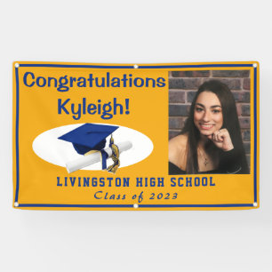 Banderoles Gold & Royal Blue Vinyl Graduation Photo
