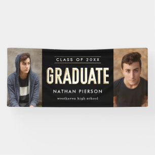 Banderoles Gold Type Black Two Photo Graduation