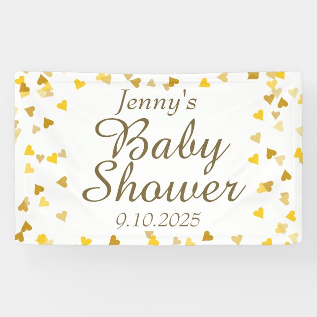 Banderoles Golden Love Hearts Baby shower / Saupoudrer (Horizontal)