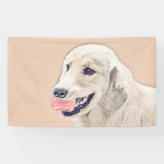 Banderoles Golden Retriever avec Tennis Ball Peinture Chien A (Horizontal)