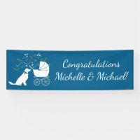 Golden Retriever Baby shower chien bleu garçon
