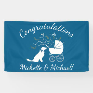 Banderoles Golden Retriever Baby shower chien bleu garçon