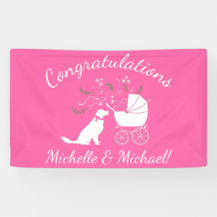 Banderoles Golden Retriever Chien Baby shower rose