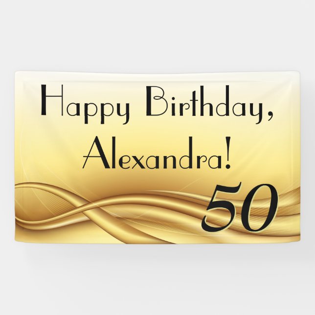 Banderoles Golden Wave Custom 50th Birthday Party (Horizontal)