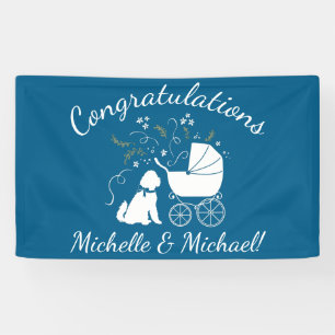 Banderoles Goldendoodle Dog Baby shower Boy Blue