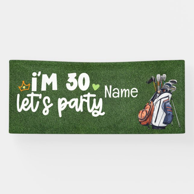 Banderoles Golf 30e anniversaire cadeaux pour golfeur (Horizontal)