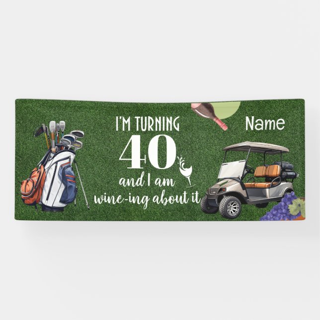 Banderoles Golf 40e anniversaire cadeaux pour golfeur (Horizontal)